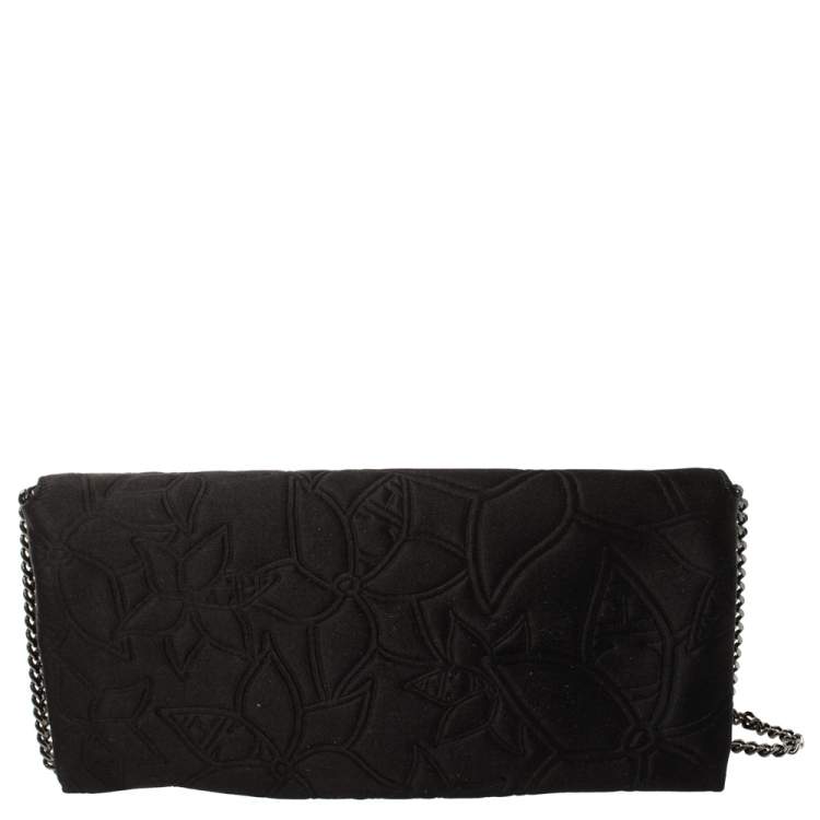 Pre Owned Carolina Herrera Black Satin Crystal Embellished Clutch