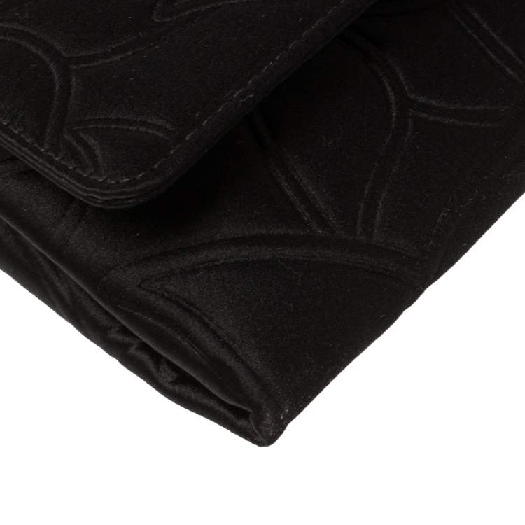 Pre Owned Carolina Herrera Black Satin Crystal Embellished Clutch