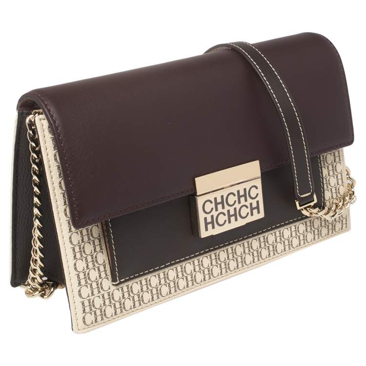 Pre Owned Carolina Herrera Multicolor Signature Coated Canvas and Leather Flap Shoulder Bag