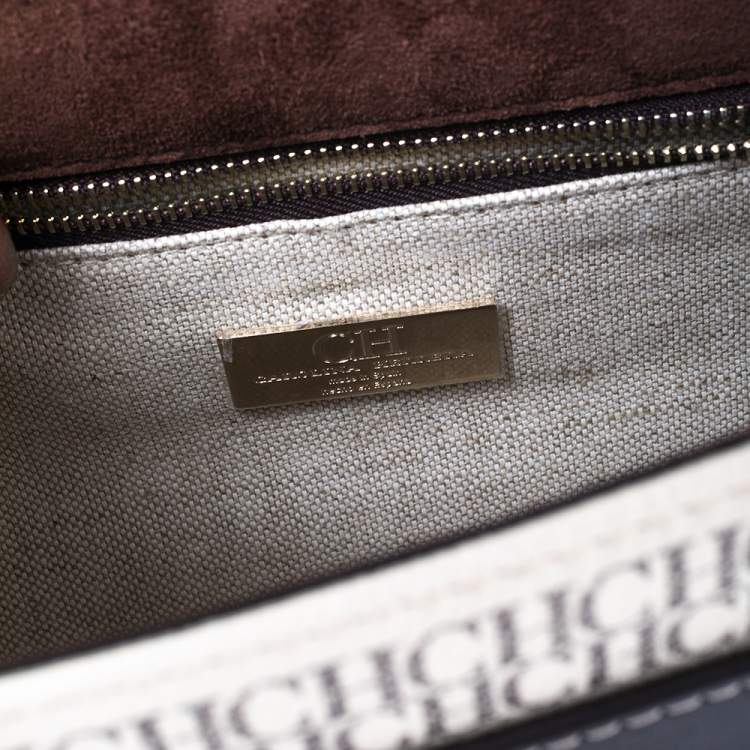 Pre Owned Carolina Herrera Multicolor Signature Coated Canvas and Leather Flap Shoulder Bag