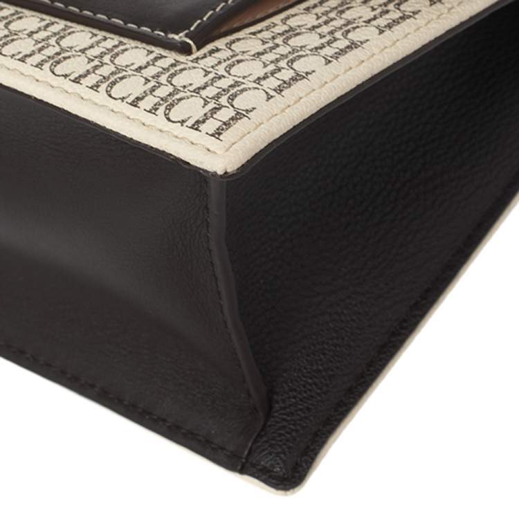 Pre Owned Carolina Herrera Multicolor Signature Coated Canvas and Leather Flap Shoulder Bag