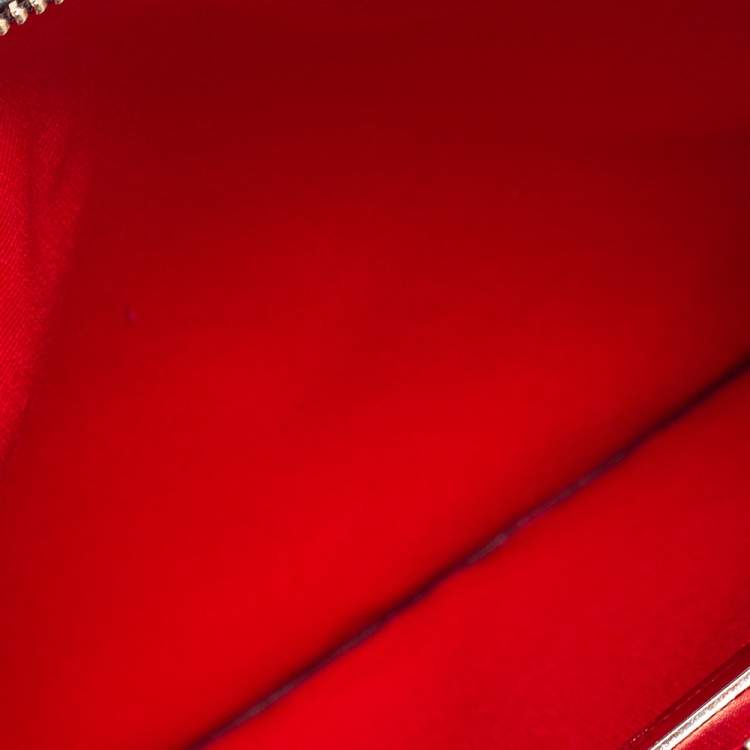 Pre Owned Carolina Herrera Ivory/Brown Monogram Canvas and Leather Zip Pouch 