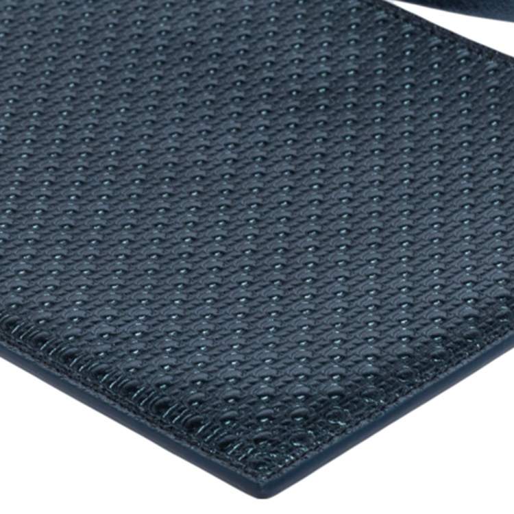 مملوكة مسبقًا Carolina Herrera Metallic Blue Micro Monogram Embossed Leather Wristlet Pouch