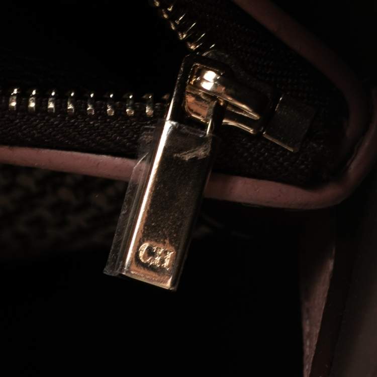 Pre Owned Carolina Herrera Pink/Beige Monogram Coated Canvas and Leather Matryoshka Padlock Tote