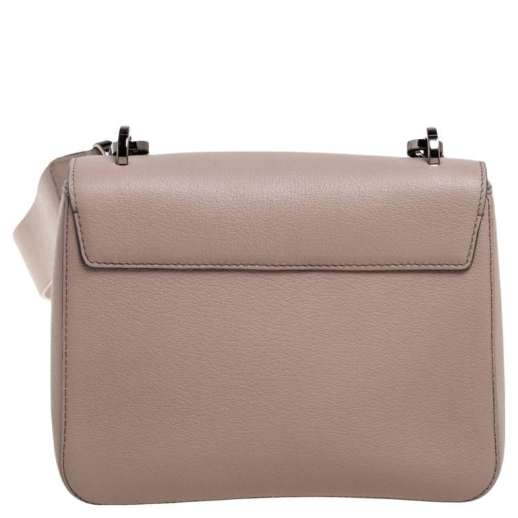 Pre Owned Carolina Herrera Grey Leather Medium Initials Insignia Shoulder Bag