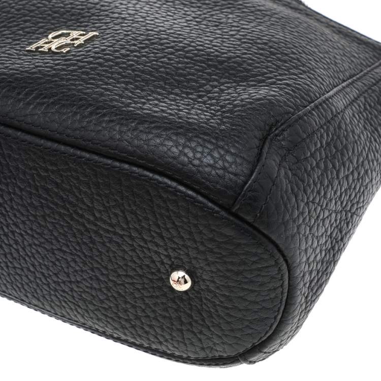 Pre Owned Carolina Herrera Black Leather Chain Tassel Shoulder Bag