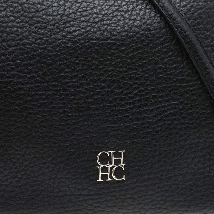 Pre Owned Carolina Herrera Black Leather Chain Tassel Shoulder Bag