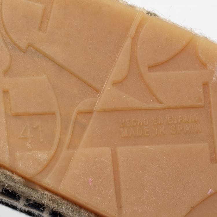 Pre Owned Carolina Herrera Blue Monogram Canvas Espadrille Flats Size 41