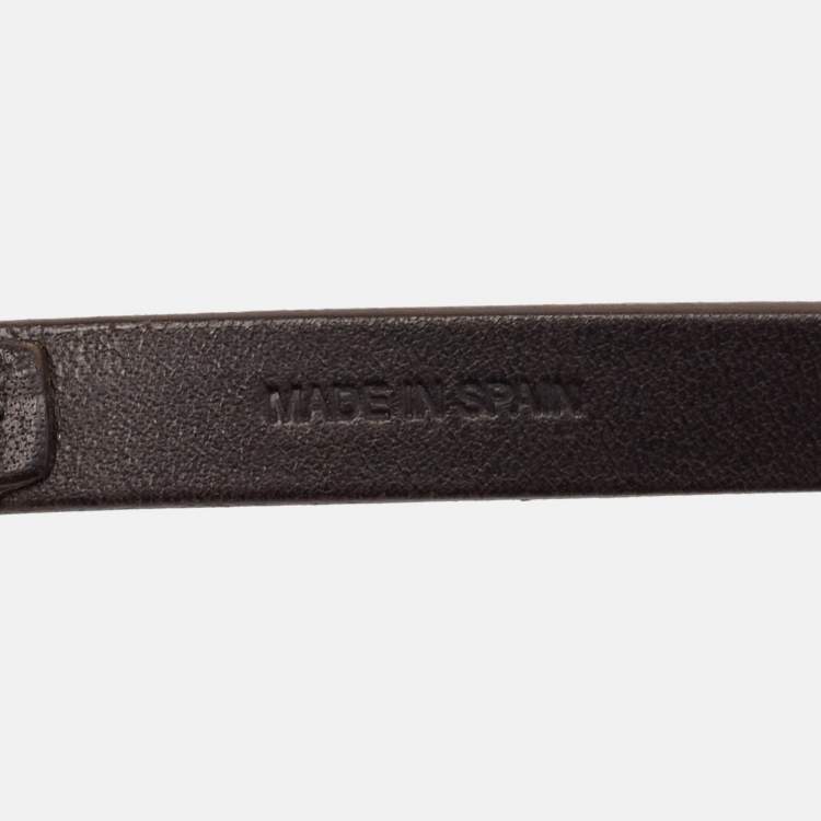 Pre Owned Carolina Herrera Dark Brown Leather CHHC Double Wrap Slim Belt