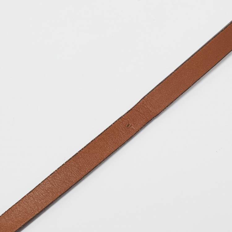 Pre Owned Carolina Herrera Brown Heart Logo Double Wrap Waist Belt