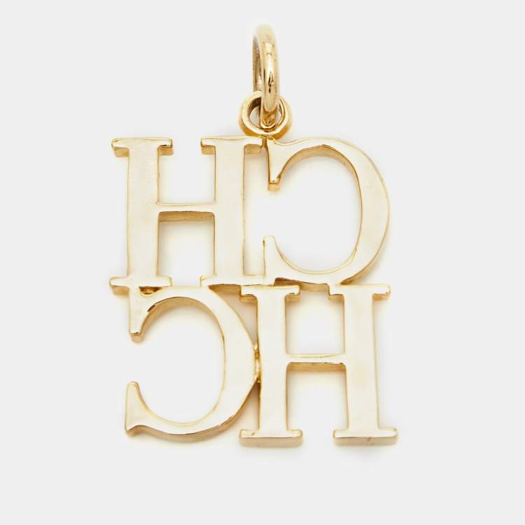 Pre Owned  Carolina Herrera CH Crystal Gold Tone Pendant 