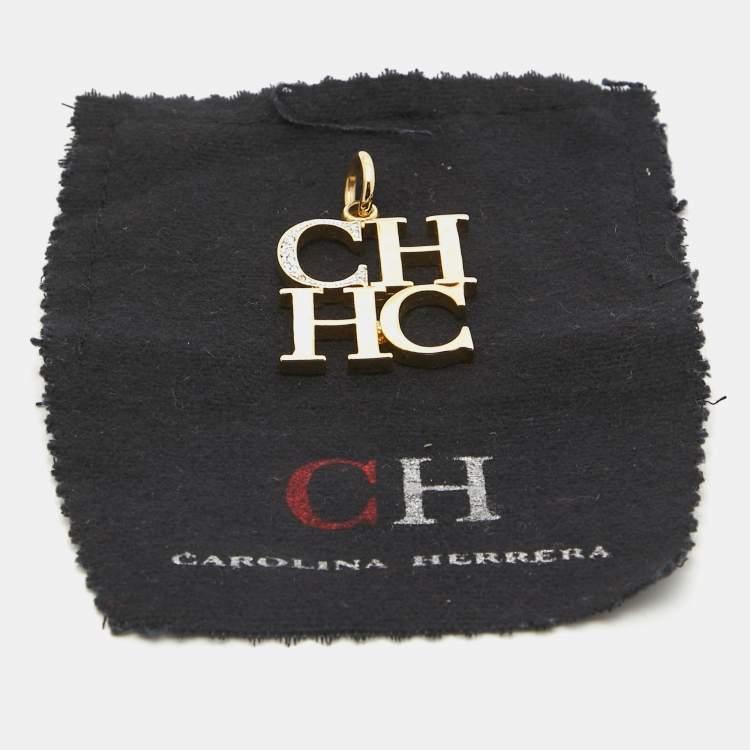 Pre Owned  Carolina Herrera CH Crystal Gold Tone Pendant 