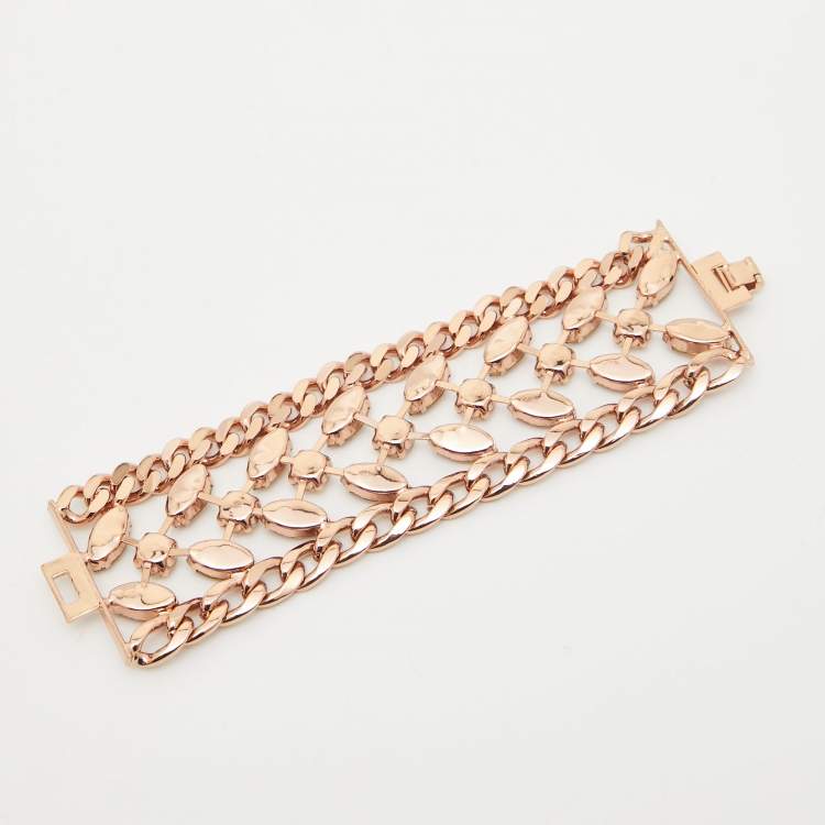 Pre Owned Carolina Herrera Crytsals Gold Tone Bracelet 
