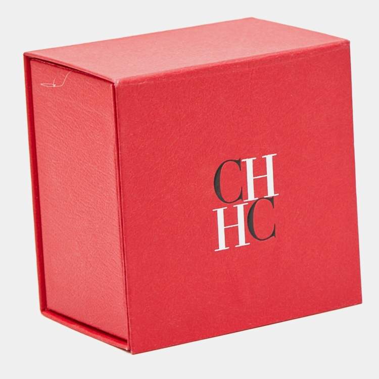 Pre Owned Carolina Herrera Flower Crystals Silver Tone Necklace and Earrings Set