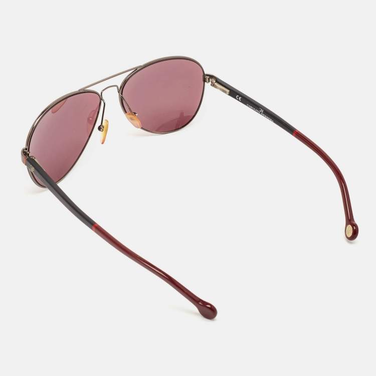 Pre Owned Carolina Herrera Black/Red SHE070V Aviator Sunglasses