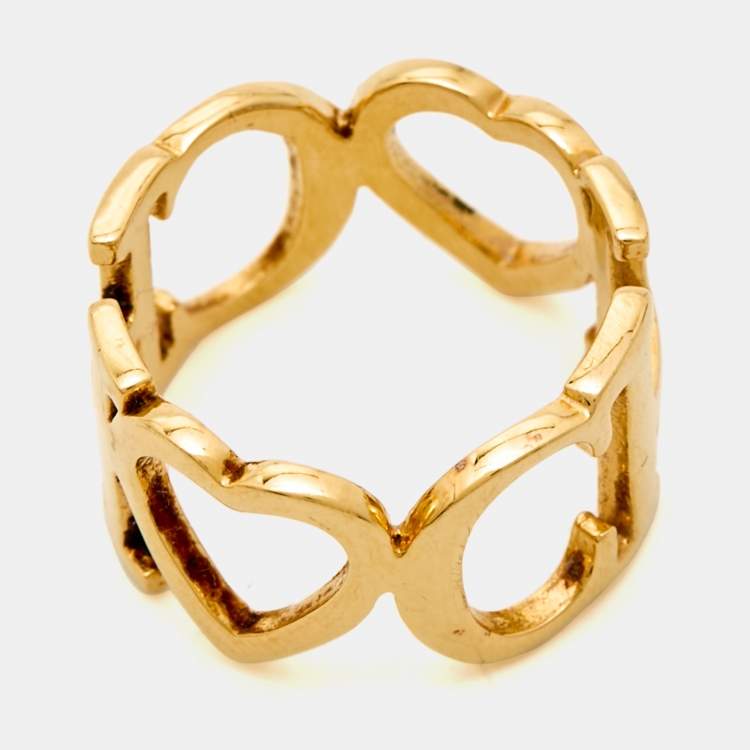 Pre Owned Carolina Herrera CH Gold Tone Ring Sizr 55