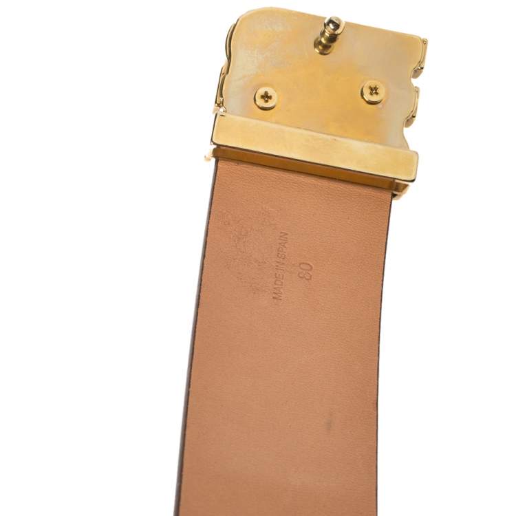 Pre Owned Carolina Herrera Red Leather CHHC Belt 80CM