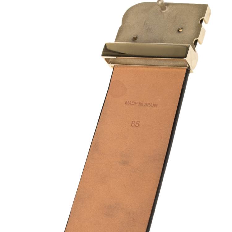 Pre Owned Carolina Herrera Black Leather CHHC Belt 85CM