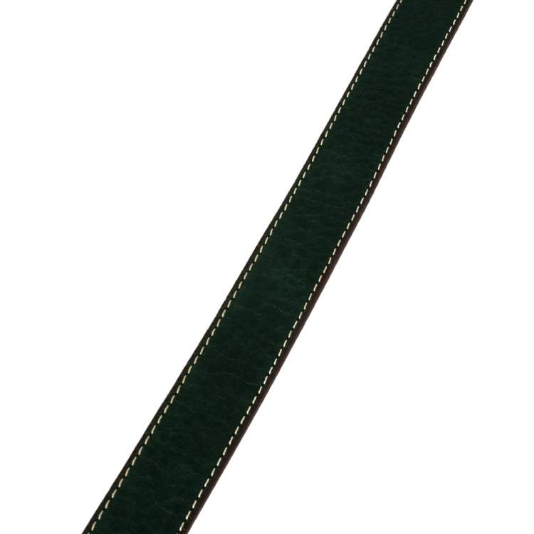 Pre Owned Carolina Herrera Green Leather Buckle Belt