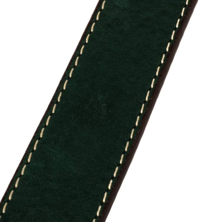 Pre Owned Carolina Herrera Green Leather Buckle Belt
