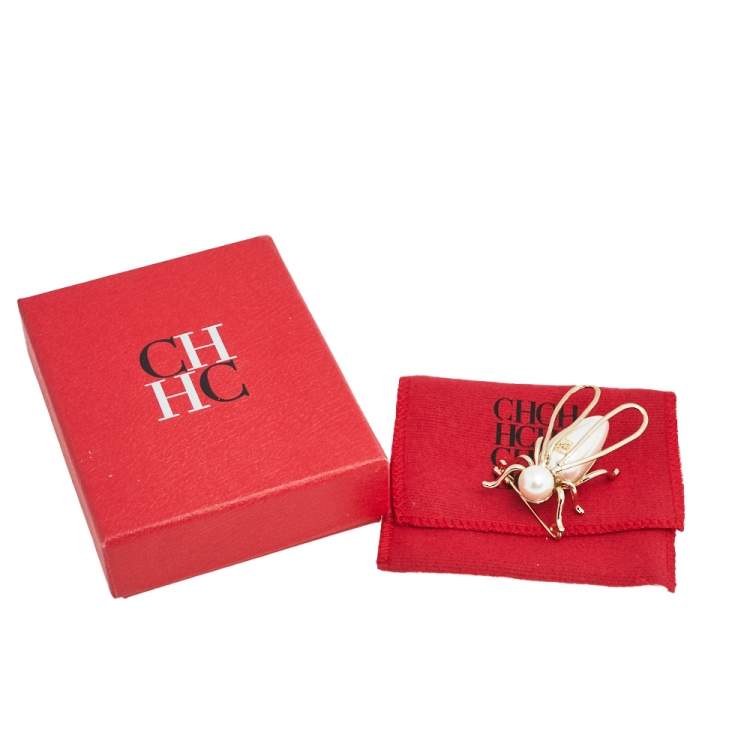 Pre Owned Carolina Herrera Gold Tone Bee Pin Brooch