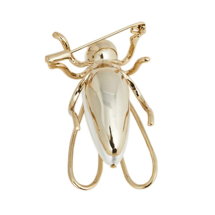 Pre Owned Carolina Herrera Gold Tone Bee Pin Brooch