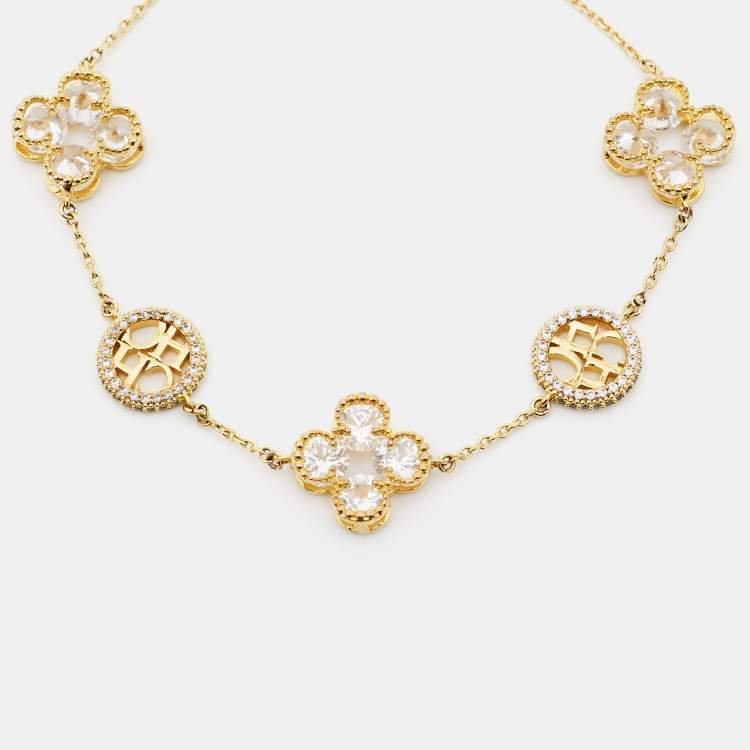 Pre Owned Carolina Herrera CH Crystal Gold Tone Bracelet