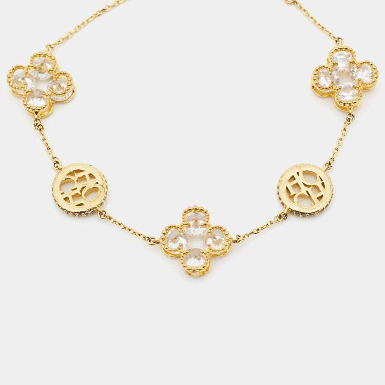 Pre Owned Carolina Herrera CH Crystal Gold Tone Bracelet