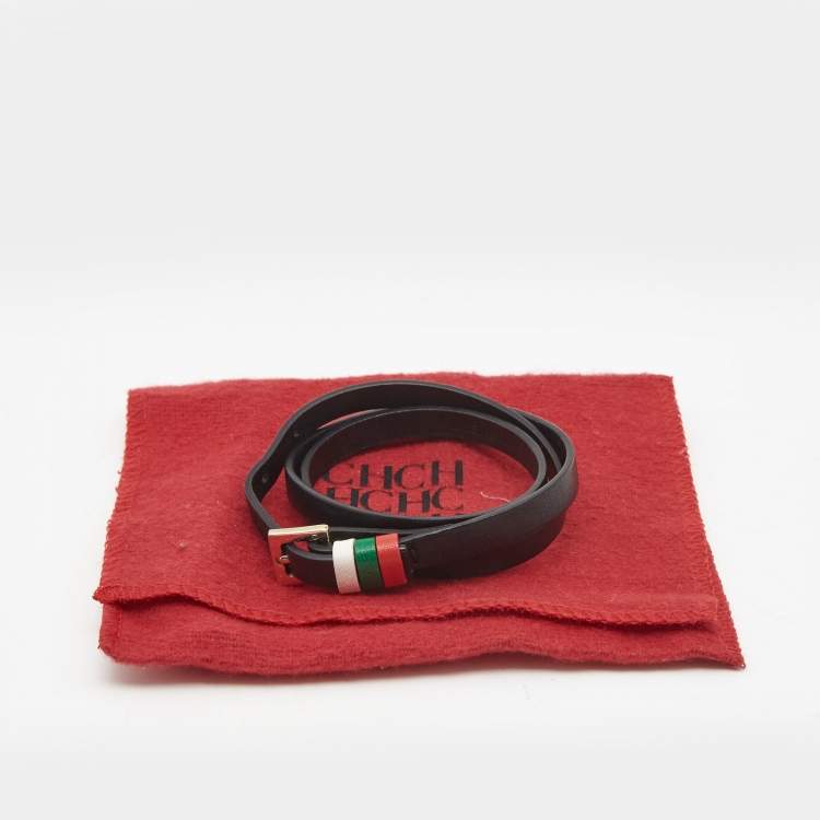 مملوكة مسبقًا Carolina Herrera UAE National Day Leather Gold Tone Wrap Bracelet