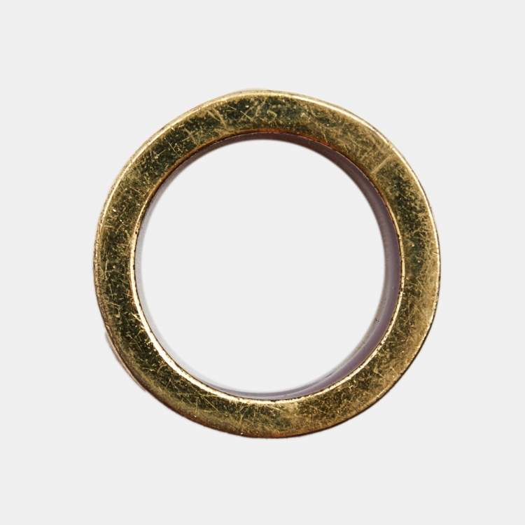 مملوكة مسبقًا Carolina Herrera CH Enamel Gold Tone Ring Size 54