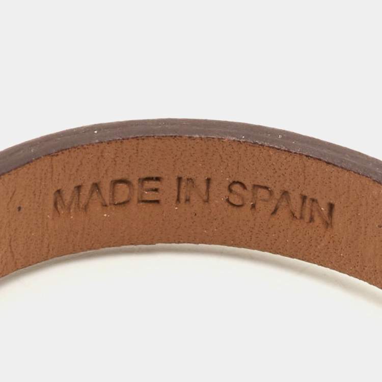 Pre Owned Carolina Herrera CH Leather Gold Tone Bracelet 
