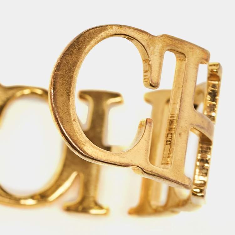 Pre Owned Carolina Herrera CH Between the Line Gold Tone Cuff Bracelet