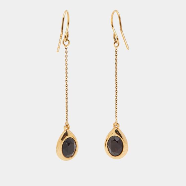 Pre Owned Carolina Herrera Crystal Gold Tone Earrings