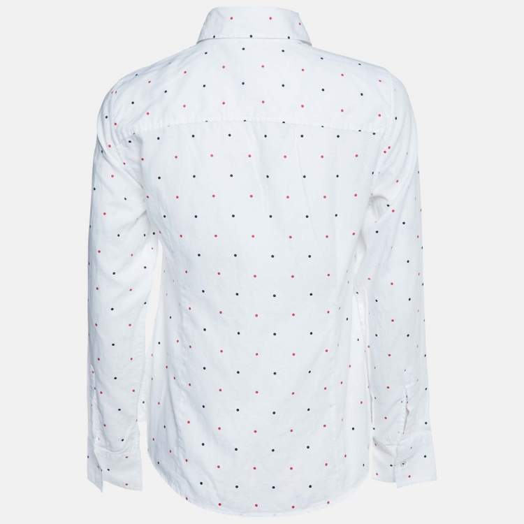Pre Owned Carolina Herrera White Dot Print Buttoned Down Shirt M