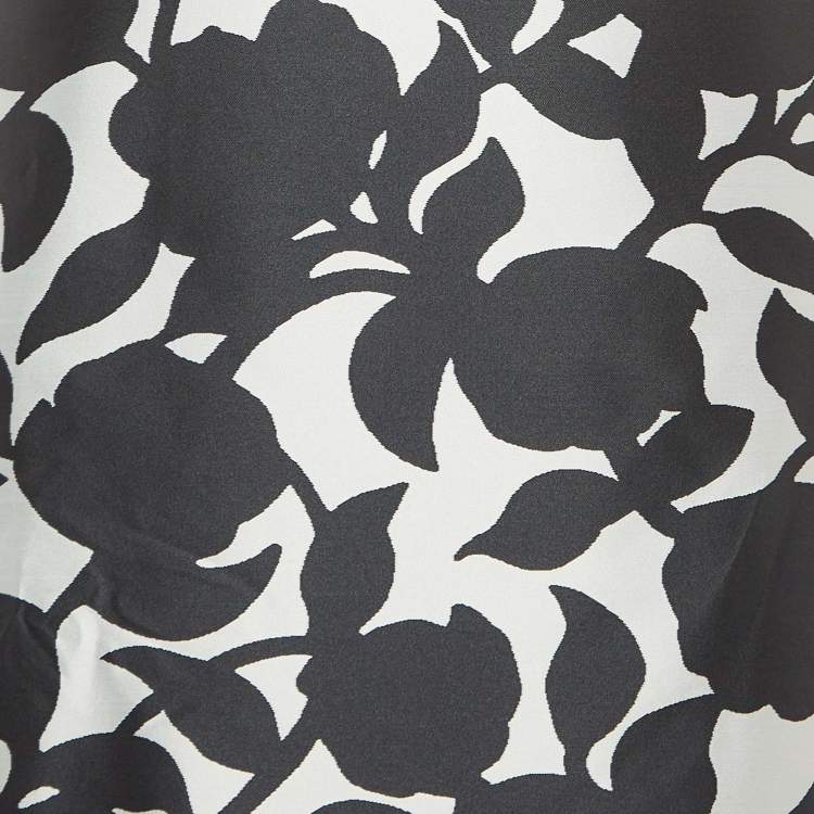 Pre Owned CH Carolina Herrera Black/White Floral Print Scoop Back Sleeveless Gown L