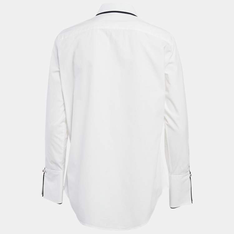 مملوكة مسبقًا Carolina Herrera White Cotton Button Front Long Sleeve Shirt M