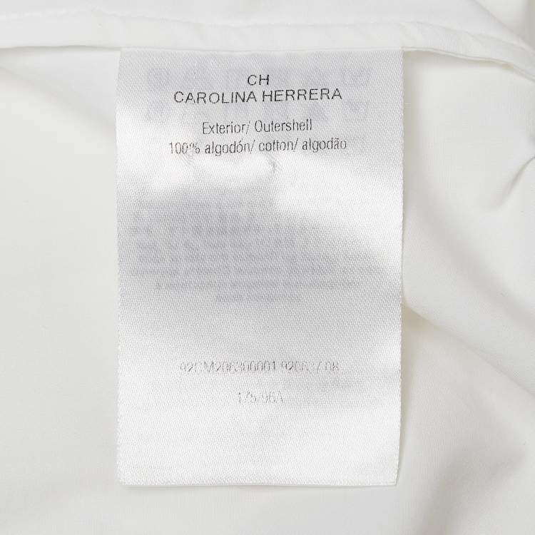 مملوكة مسبقًا Carolina Herrera White Cotton Button Front Long Sleeve Shirt M