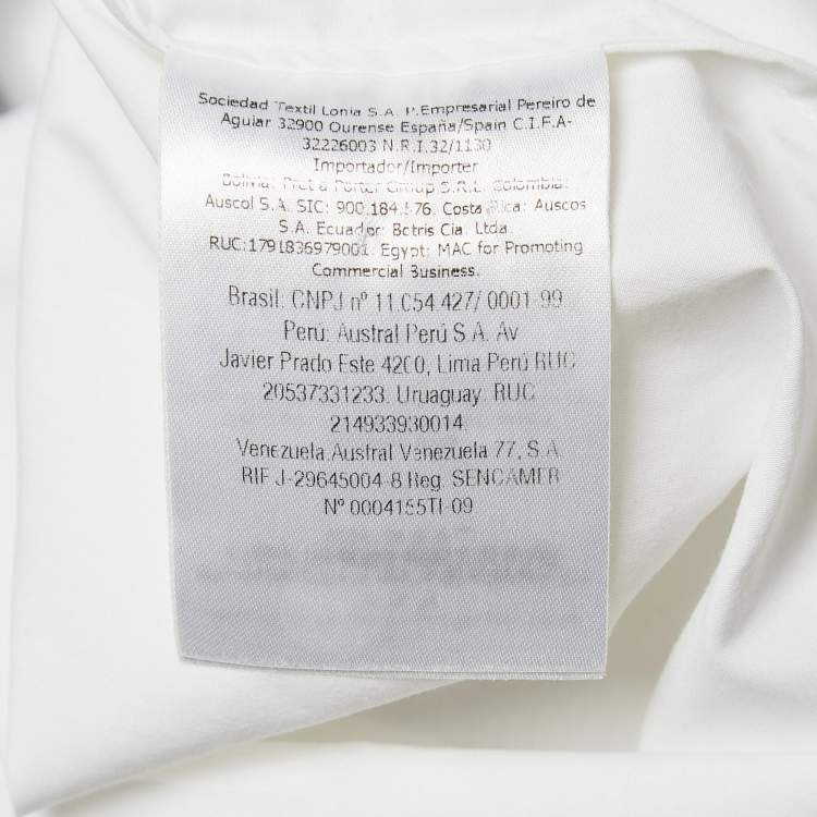 مملوك�ة مسبقًا Carolina Herrera White Cotton Button Front Long Sleeve Shirt M
