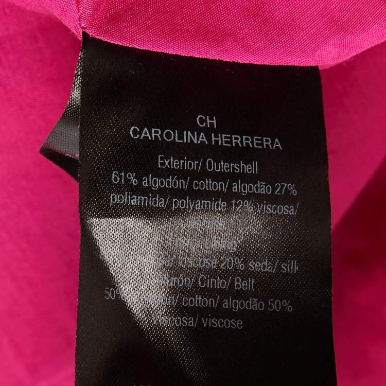 Pre Owned Carolina Herrera Pink Floral Lace Midi Dress M