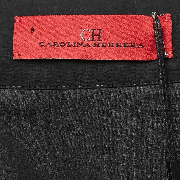 Pre Owned Carolina Herrera Black Cotton Lace Trim Puff Sleeve Shirt M