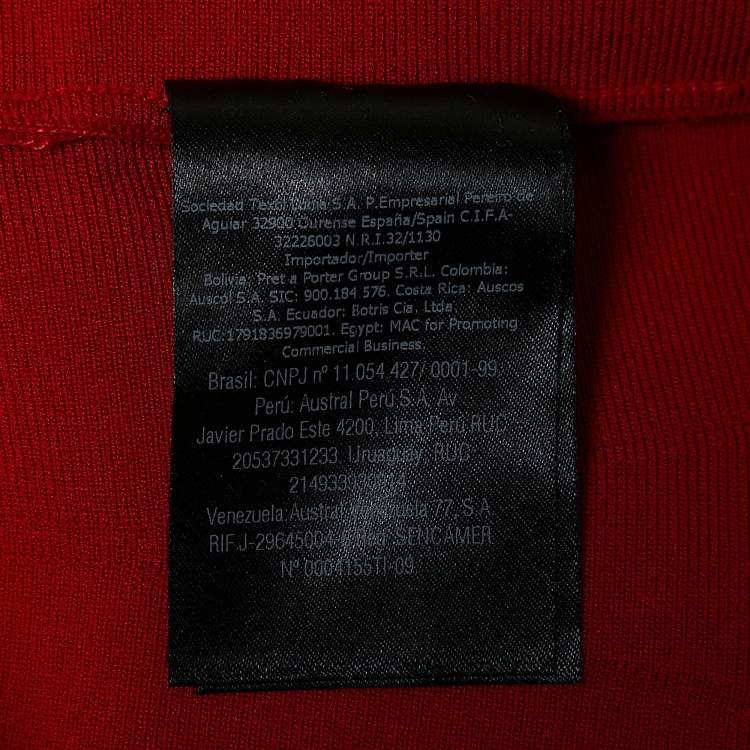 Pre Owned Carolina Herrera Red Stripe Knit Flared Zip-Up Jacket S