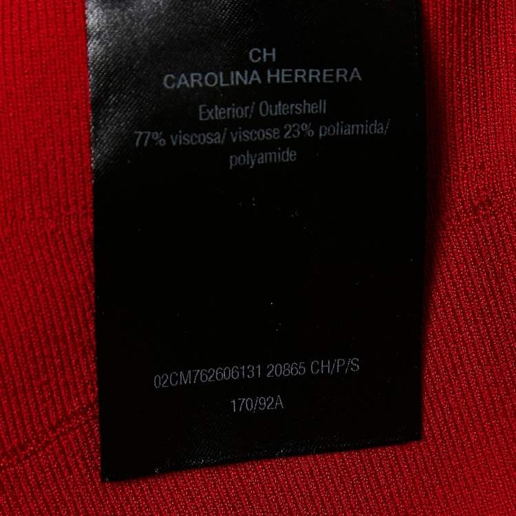 Pre Owned Carolina Herrera Red Stripe Knit Flared Zip-Up Jacket S