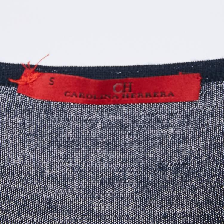 مملوكة مسبقًا Carolina Herrera Navy Blue Knit Full Sleeve Sweater S