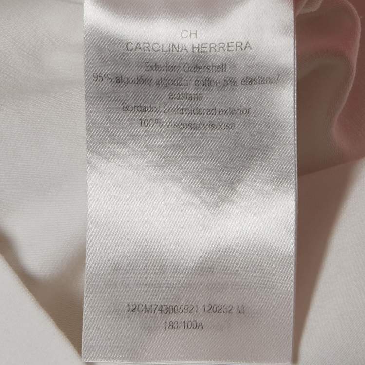Pre Owned CH Carolina Herrera White Logo Embroidered Cotton Jersey T-Shirt M