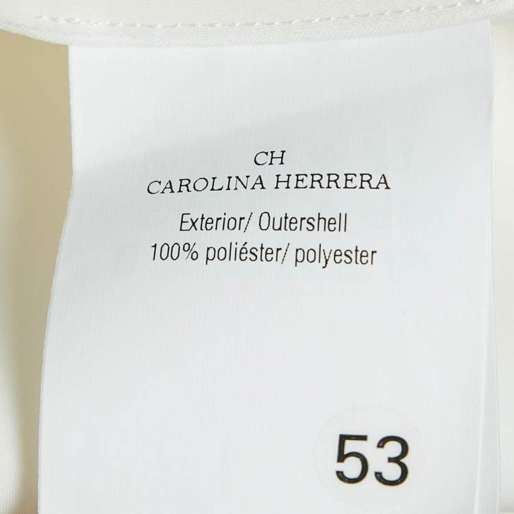 Pre Owned CH Carolina Herrera White Crepe Flared Blouse XS