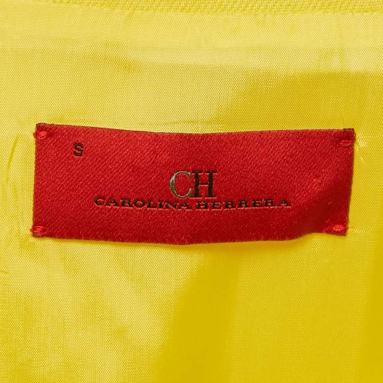 Pre Owned CH Carolina Herrera Yellow Cotton Blend Tie-Up Detail Oversized Coat S