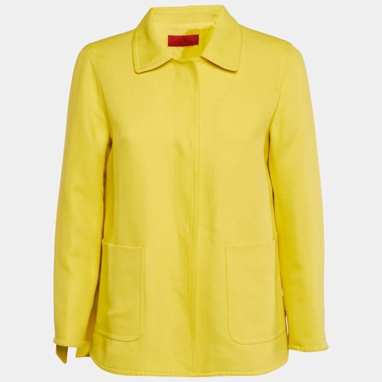 Pre Owned CH Carolina Herrera Yellow Cotton Blend Tie-Up Detail Oversized Coat S