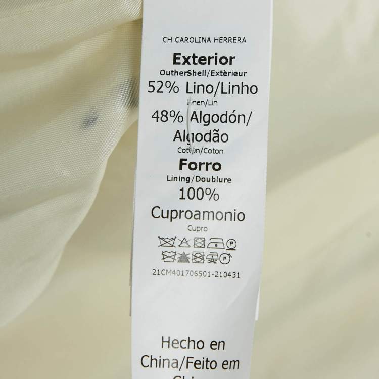 Pre Owned CH Carolina Herrera White/Black Stripe Linen Blend Blazer L