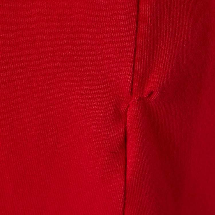 Pre Owned CH Carolina Herrera Red Cotton Floral Logo Embroidery T-Shirt M