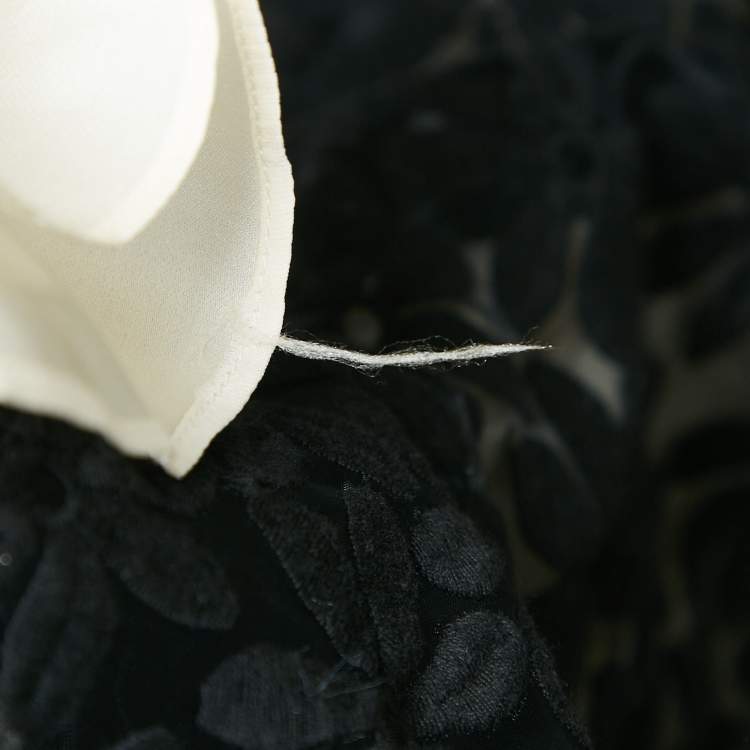 Pre Owned Carolina Herrera Black Floral Lace Raw Edge Maxi Skirt M